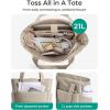 image:imageBAGSMART Tote Bag for Women Lightweight Puffy Tote Bag with Compartments Shoulder Bag Handbag for Travel Work Gym  Lightweight Puffy Quilted for Travel WorkLight Tan