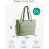 image:imageBAGSMART Tote Bag for Women Lightweight Puffy Tote Bag with Compartments Shoulder Bag Handbag for Travel Work Gym  Lightweight Puffy Quilted for Travel WorkGreen