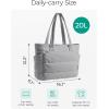 image:imageBAGSMART Tote Bag for Women Lightweight Puffy Tote Bag with Compartments Shoulder Bag Handbag for Travel Work Gym  Lightweight Puffy Quilted for Travel WorkLight Gray