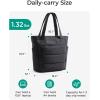 image:imageBAGSMART Tote Bag for Women Lightweight Puffy Tote Bag with Compartments Shoulder Bag Handbag for Travel Work Gym  Lightweight Puffy Quilted for Travel WorkDark Black
