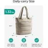 image:imageBAGSMART Tote Bag for Women Lightweight Puffy Tote Bag with Compartments Shoulder Bag Handbag for Travel Work Gym  Lightweight Puffy Quilted for Travel WorkLight Tan