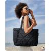 image:imageBAGSMART Tote Bag for Women Puffer Tote Bag with Zipper Large Quilted Shoulder Bag with Compartments for Travel Work GymBblack