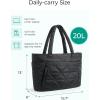 image:imageBAGSMART Tote Bag for Women Puffer Tote Bag with Zipper Large Quilted Shoulder Bag with Compartments for Travel Work GymBblack