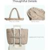 image:imageBAGSMART Tote Bag for Women Puffer Tote Bag with Zipper Large Quilted Shoulder Bag with Compartments for Travel Work GymCgrayish Brown