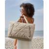 image:imageBAGSMART Tote Bag for Women Puffer Tote Bag with Zipper Large Quilted Shoulder Bag with Compartments for Travel Work GymCgrayish Brown