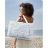 image:imageBAGSMART Tote Bag for Women Puffer Tote Bag with Zipper Large Quilted Shoulder Bag with Compartments for Travel Work GymDgrayblue