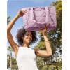 image:imageBAGSMART Tote Bag for Women Puffer Tote Bag with Zipper Large Quilted Shoulder Bag with Compartments for Travel Work GymEpurple