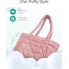 image:imageBAGSMART Tote Bag for Women Puffer Tote Bag with Zipper Large Quilted Shoulder Bag with Compartments for Travel Work GymGdark Pink