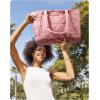 image:imageBAGSMART Tote Bag for Women Puffer Tote Bag with Zipper Large Quilted Shoulder Bag with Compartments for Travel Work GymGdark Pink