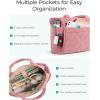 image:imageBAGSMART Tote Bag for Women Puffer Tote Bag with Zipper Large Quilted Shoulder Bag with Compartments for Travel Work GymGdark Pink