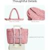 image:imageBAGSMART Tote Bag for Women Puffer Tote Bag with Zipper Large Quilted Shoulder Bag with Compartments for Travel Work GymGdark Pink