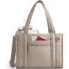 image:imageBAGSMART Boxy Tote Bag for Women Crossbody Bag with Zipper Crush Bow Purses for Travel Work CollegeTan