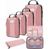 image:imageBAGSMART Compression Packing Cubes 6 PCS Packing Cubes for Suitcases Travel Bags Organizer for Luggage Lightweight Packing Cube for Travel EssentialsBaby Pink