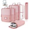 image:imageBAGSMART Hanging Packing Cubes for Travel 6 Set Clear Waterproof Packing Cubes for Suitcases Storage Organizer for Hanging Closet with Zipper Handles and Hook Baby PinkBaby Pink