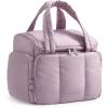 image:imageBAGSMART Toiletry Bag for Women with DualPadded Handles Puffy Lightweight Makeup Bag for Makeup Accessories Brushes Set TravelSized Container CamelLilac Purple