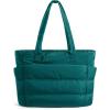 image:imageBAGSMART Tote Bag for Women Lightweight Puffy Tote Bag with Compartments Shoulder Bag Handbag for Travel Work Gym  Lightweight Puffy Quilted for Travel WorkMisty Teal