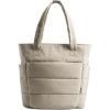 image:imageBAGSMART Tote Bag for Women Lightweight Puffy Tote Bag with Compartments Shoulder Bag Handbag for Travel Work Gym  Lightweight Puffy Quilted for Travel WorkLight Tan
