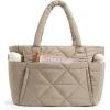 image:imageBAGSMART Tote Bag for Women Puffer Tote Bag with Zipper Large Quilted Shoulder Bag with Compartments for Travel Work GymCgrayish Brown