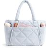 image:imageBAGSMART Tote Bag for Women Puffer Tote Bag with Zipper Large Quilted Shoulder Bag with Compartments for Travel Work GymDgrayblue