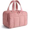 image:imageBAGSMART Travel Toiletry Bag Puffy Large Toiletry Bag for Women Lightweight Cosmetic Makeup Bag Organizer with Handle for Traveling Accessories Essentials Toiletries Dark PinkADark Pink