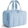 image:imageBAGSMART Travel Toiletry Bag Puffy Large Toiletry Bag for Women Lightweight Cosmetic Makeup Bag Organizer with Handle for Traveling Accessories Essentials Toiletries Dark PinkLight Blue