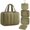 image:imageBAGSMART Travel Toiletry Bag for women Portable Hanging Hook Makeup Bag Organizer Waterproof Makeup Cosmetic Bag for FullSize Accessories ToiletriesBlackOlive green