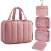 image:imageBAGSMART Travel Toiletry Bag for women Portable Hanging Hook Makeup Bag Organizer Waterproof Makeup Cosmetic Bag for FullSize Accessories ToiletriesBlackDusty Rose