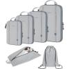 image:imageBAGSMART WaterResistant Packing Cubes  6 PCS Travel Essentials Compression Packing Cubes for Suitcases Lightweight Grey