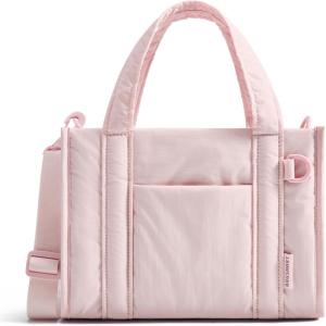 image:imageBAGSMART Boxy Tote Bag for Women Crossbody Bag with Zipper Crush Bow Purses for Travel Work CollegeLight Pink