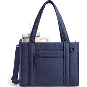 image:imageBAGSMART Boxy Tote Bag for Women Crossbody Bag with Zipper Crush Bow Purses for Travel Work CollegeNavy