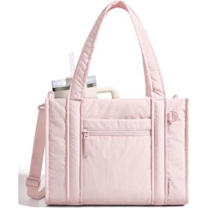 image:imageBAGSMART Boxy Tote Bag for Women Crossbody Bag with Zipper Crush Bow Purses for Travel Work CollegePink