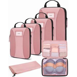 image:imageBAGSMART Compression Packing Cubes 6 PCS Packing Cubes for Suitcases Travel Bags Organizer for Luggage Lightweight Packing Cube for Travel EssentialsBaby Pink