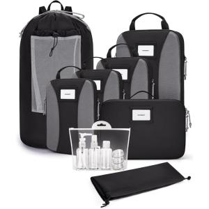 image:imageBAGSMART Compression Packing Cubes 6 PCS Packing Cubes for Suitcases Travel Bags Organizer for Luggage Lightweight Packing Cube for Travel EssentialsBlack