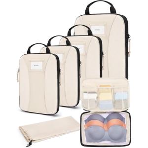 image:imageBAGSMART Compression Packing Cubes 6 PCS Packing Cubes for Suitcases Travel Bags Organizer for Luggage Lightweight Packing Cube for Travel EssentialsBeige