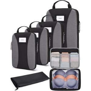 image:imageBAGSMART Compression Packing Cubes 6 PCS Packing Cubes for Suitcases Travel Bags Organizer for Luggage Lightweight Packing Cube for Travel EssentialsDeep Black