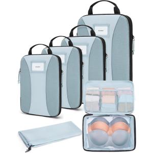 image:imageBAGSMART Compression Packing Cubes 6 PCS Packing Cubes for Suitcases Travel Bags Organizer for Luggage Lightweight Packing Cube for Travel EssentialsLight Blue