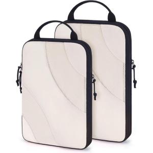 image:imageBAGSMART Compression Packing Cubes 6 Set4 Set2 Set Travel Packing Cubes for Carry on Suitcases Compression Suitcase Organizers Bag Set amp Travel Cubes for Luggage Lightweight Packing OrganizersWhite Opal2 Set
