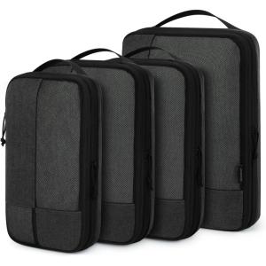 image:imageBAGSMART Compression Packing Cubes for Travel Durable Travel Cubes for CarryOn Suitcase 6 Set Cuise Ship Travel Essentials 1L3M1SShoe Bag GreyBlack