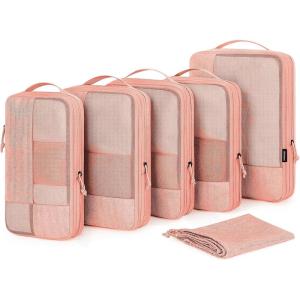 image:imageBAGSMART Compression Packing Cubes for Travel Durable Travel Cubes for CarryOn Suitcase 6 Set Cuise Ship Travel Essentials 1L3M1SShoe Bag GreyOrange