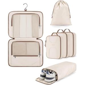 image:imageBAGSMART Hanging Travel Packing Cubes 6 Set Large Travel Cubes for Women Cruise Ship Essentials Suitcase Organizers