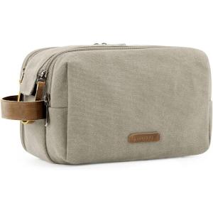 image:imageBAGSMART Toiletry Bag for Men Canvas Travel Toiletry Organizer Dopp Kit Waterresistant Shaving Bag for Toiletries AccessoriesGreyLargeBeige