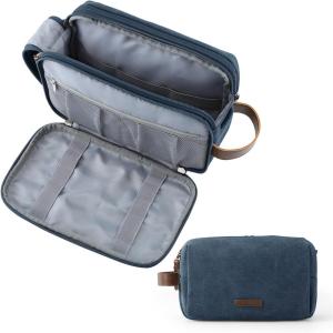 image:imageBAGSMART Toiletry Bag for Men Canvas Travel Toiletry Organizer Dopp Kit Waterresistant Shaving Bag for Toiletries AccessoriesGreyLargeNavy Blue