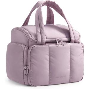 image:imageBAGSMART Toiletry Bag for Women with DualPadded Handles Puffy Lightweight Makeup Bag for Makeup Accessories Brushes Set TravelSized Container CamelLilac Purple