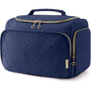 image:imageBAGSMART Travel Toiletry Bag for Women Cosmetic Bag Makeup Bag Organizer with Handle Travel Bag for Toiletries Travel Accessories Full Sized ContainerNavy