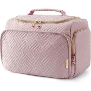 image:imageBAGSMART Travel Toiletry Bag for Women Cosmetic Bag Makeup Bag Organizer with Handle Travel Bag for Toiletries Travel Accessories Full Sized ContainerPink