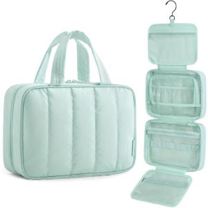 image:imageBAGSMART Travel Toiletry Bag for women Portable Hanging Hook Makeup Bag Organizer Waterproof Makeup Cosmetic Bag for FullSize Accessories ToiletriesBlackBaby Blue