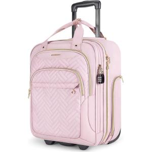image:imageBAGSMART Underseat Carry On Luggage Airline approved16inch Small Underseater Softside Travel Suitcase with Wheels Lightweight Overnight Rolling Carryon Luggage for Women Men WeekenderBlackPink