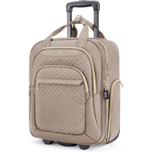 image:imageBAGSMART Underseat Carry On Luggage Airline approved16inch Small Underseater Softside Travel Suitcase with Wheels Lightweight Overnight Rolling Carryon Luggage for Women Men WeekenderBlackBrown