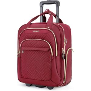 image:imageBAGSMART Underseat Carry On Luggage Airline approved16inch Small Underseater Softside Travel Suitcase with Wheels Lightweight Overnight Rolling Carryon Luggage for Women Men WeekenderBlackRed