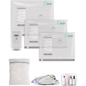 image:imageBAGSMART Vacuum Bags for Travel with Rechargeable Air Pump Portable Space Saver Bags for Travel amp Home Vacuum Compression Seal Bag for Clothing Blanket 21 Pack MulticolorGray